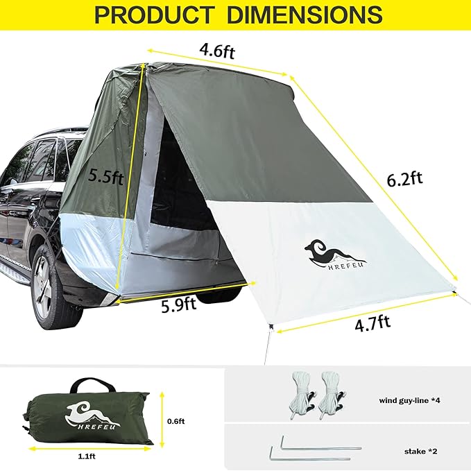 SUV Tent Car Awning, UPF 50++ with Portable Waterproof Storage Bag, Tear-Resistant, Large Space, Good Vision, Smooth Ventilation, Suitable for Outdoor Beach Camping Auto Canopy Shade…