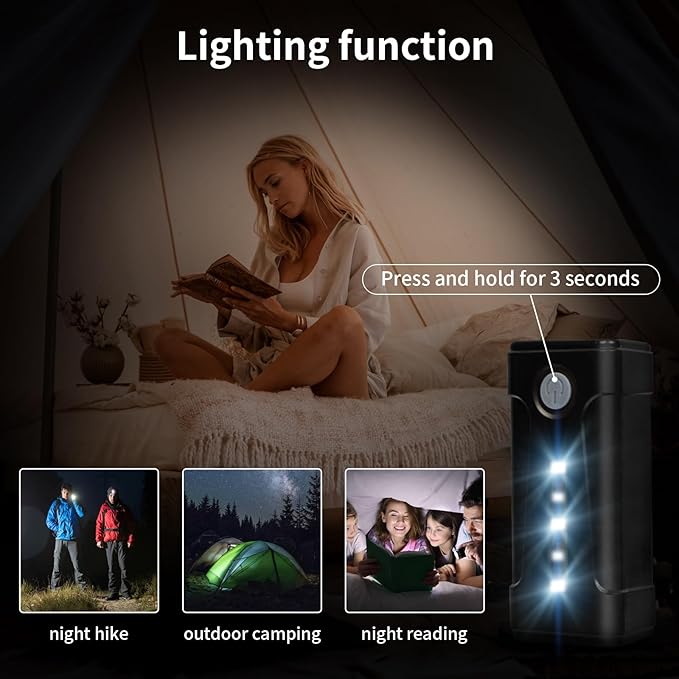 Portable Outdoor Shower with LED Lighting, Battery-Driven Pump for Beaches, Camping, Gardens & Hiking