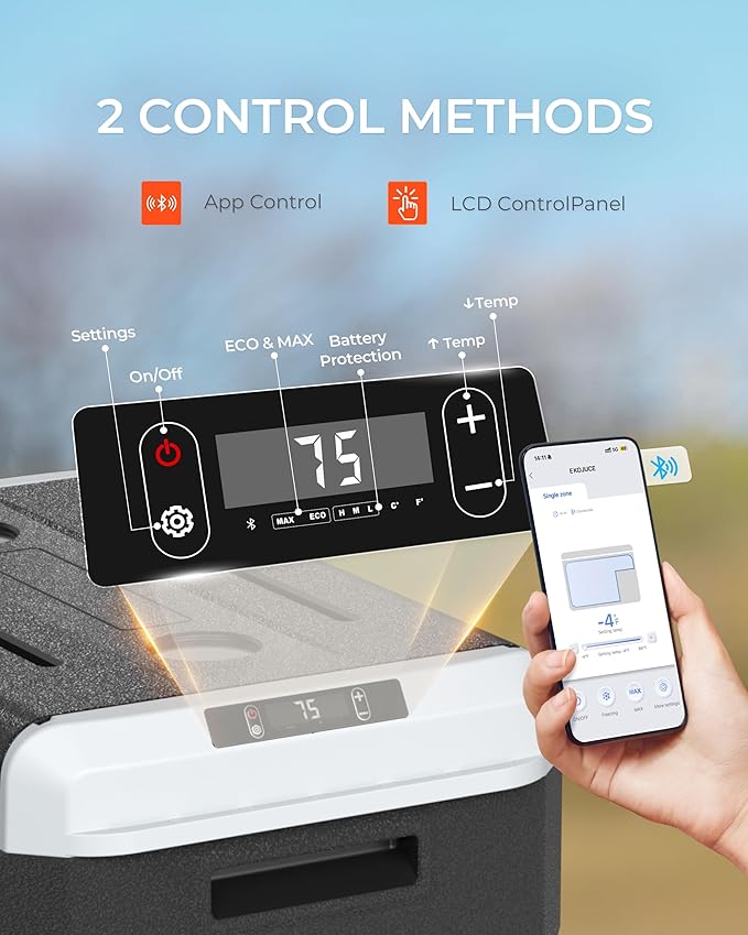 12 Volt Refrigerator, 43 Quart Electric Cooler, Car Fridge 12V/24V DC 100~240V AC, Portable Freezer -4℉~68℉, APP Control, Portable 12V Refrigerator Fridge for Truck, RV, Camping,Travel