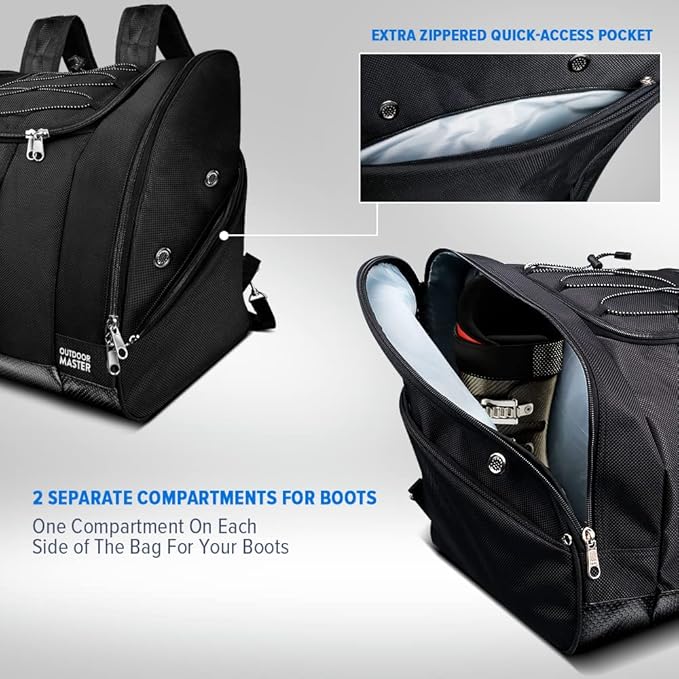 OutdoorMaster Boot Bag - 50L Ski Boots and Snowboard Boots Bag, Excellent for Travel with Waterproof Exterior & Bottom - for Men, Women and Youth