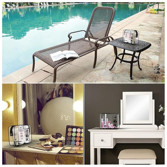 Lermende 2pcs Clear Toiletry Bag TSA Approved Travel Bag,Carry On for Travel,Airport Airline Accessories Compliant Bag,Quart Sized Makeup Cosmetic bag Women Men (Black Gray, 2 Pack)