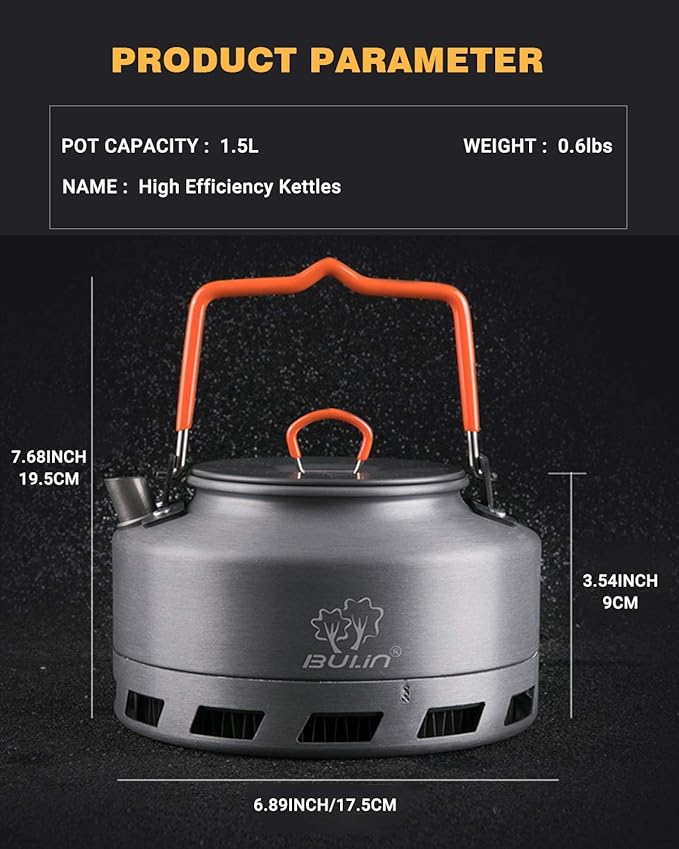 Bulin Camping Kettle 1.6L Aluminum Alloy Open Campfire Coffee Tea Pot Fast Heating Outdoor Gear Great for Boiling Water Ultralight Portable for Hiking Picnic Travel
