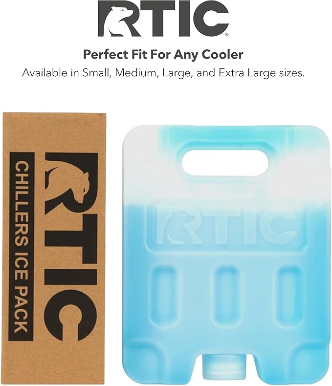 RTIC Refreezable Reusable Cooler Ice Packs Cold Ice Chest Pack Long-Lasting Break-Resistant for Food, Drink, Travel and Storage, 2 Pack
