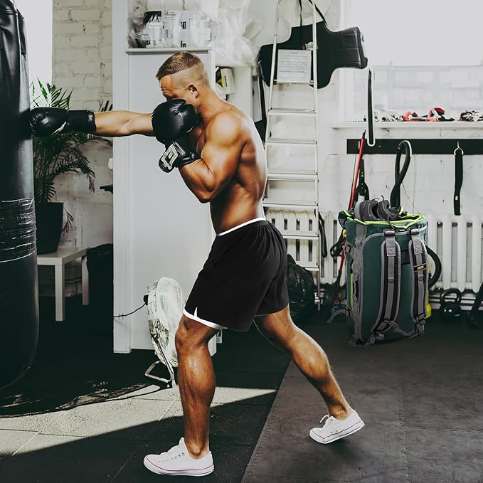 MIER Large Duffel Backpack Sports Gym Bag with Shoe Compartment, Heavy Duty and Water Resistant, Green, 45L