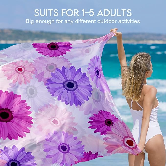 BYDOLL Beach Blanket 78''X81'' 4-7 Adults Oversized Lightweight Waterproof Sandproof Blanket for Beach Large Picnic Mat Travel Camping