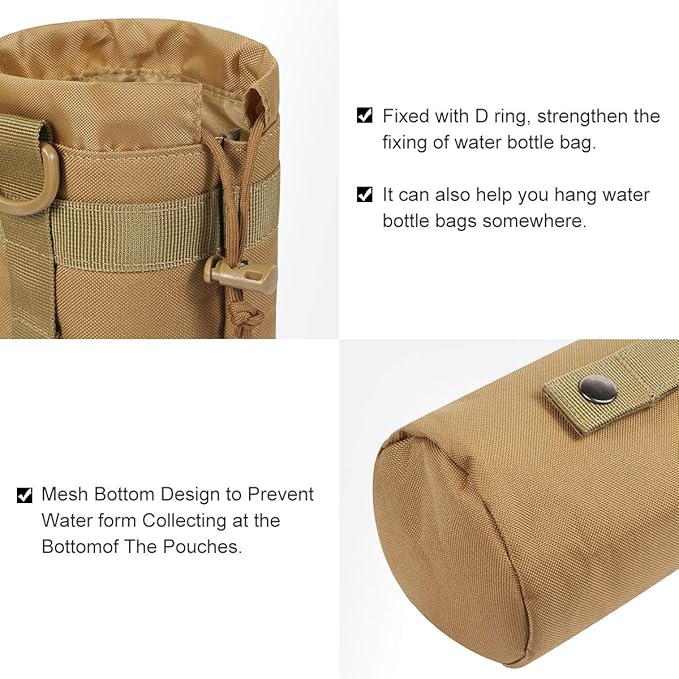 Gogoku 3 Pack Molle Pouch Combo Water Bottle Pouch Holder Tactical Molle Pouches Compact Utility Waist Bag Pack