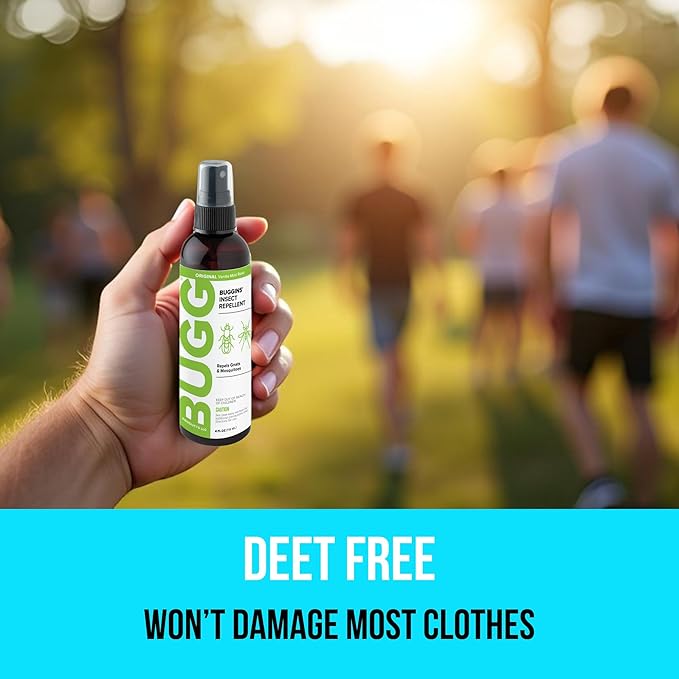 BUGGINS Original - Insect Repellent - Gnats & Mosquitoes, DEET Free, Non-Greasy - 4 oz Pump Spray Bottle