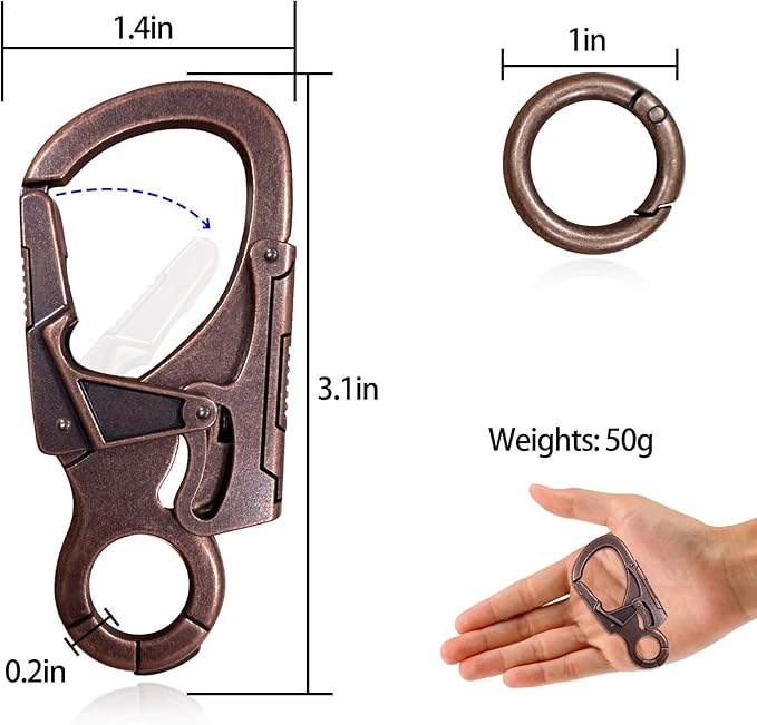 Ahiller Muscular Carabiner Hook,3.1" Alloy Thick Keychain Clip for Man, Outdoor Camping, Hiking Accessories, Key Ring