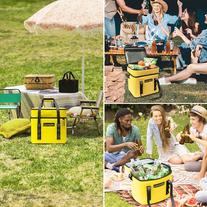 Lisa Lunch Soft Cooler 20/36 Can, Insulated Bag Portable Ice Chest Box for Lunch, Beach, Drink, Beverage, Travel, Camping, Picnic, Car, Trips, Cooler Leak-Proof
