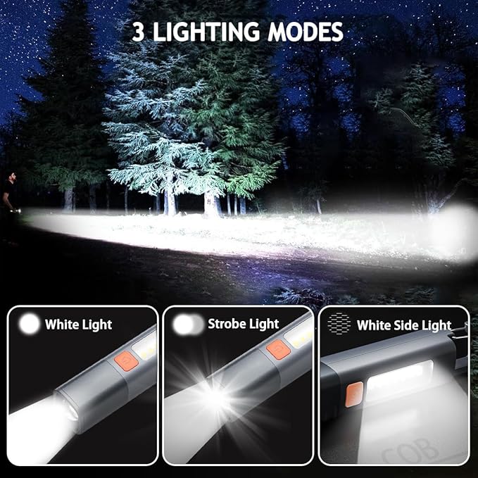 Rechargeable LED Flashlights High Lumens, 20,000 Lumens Super Bright Flashlight with USB Cable and Hook, 3 Modes, Waterproof Flash Light Handheld Powerful Flashlight for Home Camping - 2 Pack