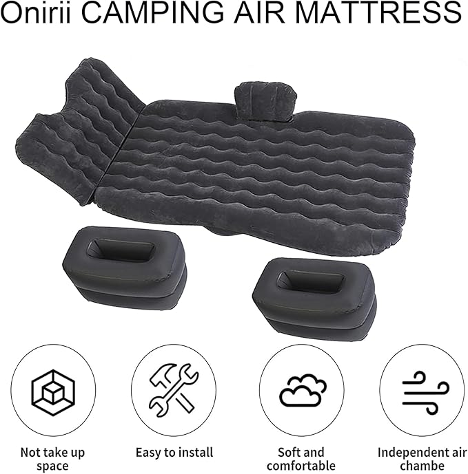 Inflatable Car Air Mattress Back Seat Bed,Thickened Car Travel Camping Air Mattress with Air Pump,Blow Up Bed Portable Car Sleeping Mattress for Car Universal SUV