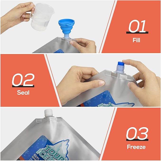 TOURIT Reusable Ice Pack for Coolers Long Lasting Cooler Ice Packs for Cooler Bag Lunch Bags/Boxes, Cooler Backpacks, Freezer Packs for Coolers