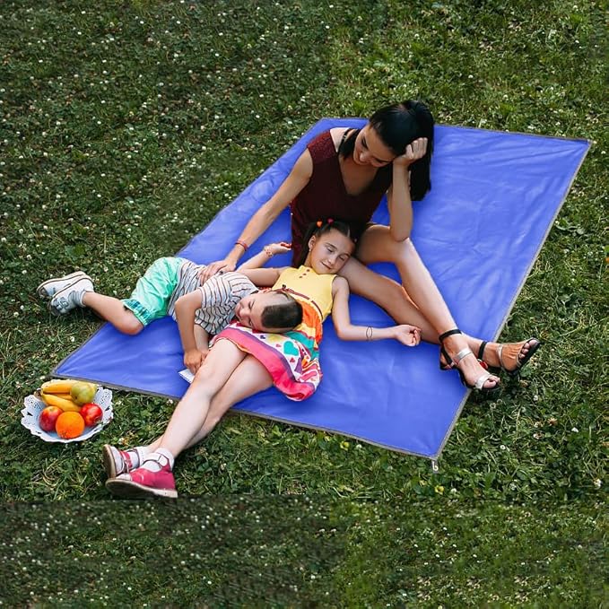 Wind Tour Portable Multifunctional Outdoor Camping Tarp Groundsheet Footprint Lightweight Floor and Ground Tarps for Camping Hiking with Carry Bag (Blue-177" x 177")