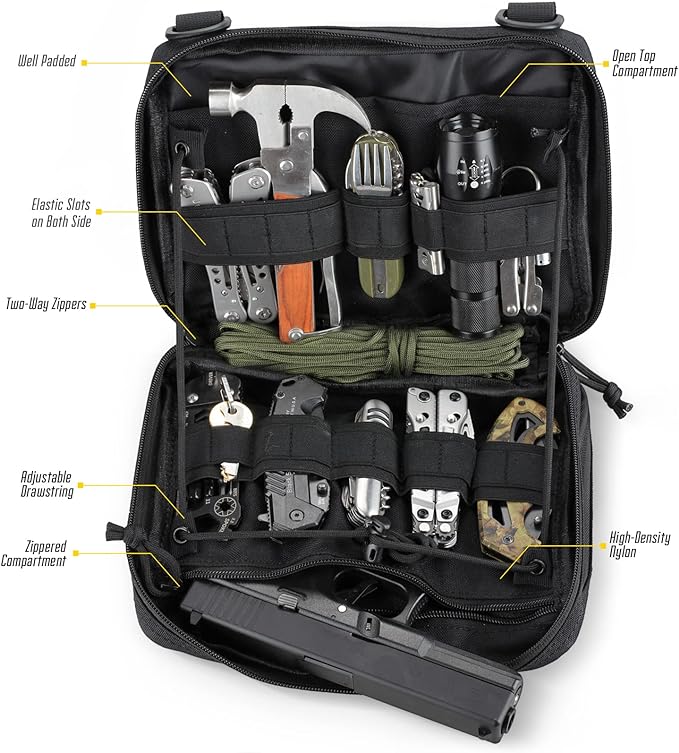 WYNEX Tactical Admin Molle Pouch, Medical EDC EMT Utility Bag Shell Design Attachment Pouches 1000D Nylon Hiking Belt Bags