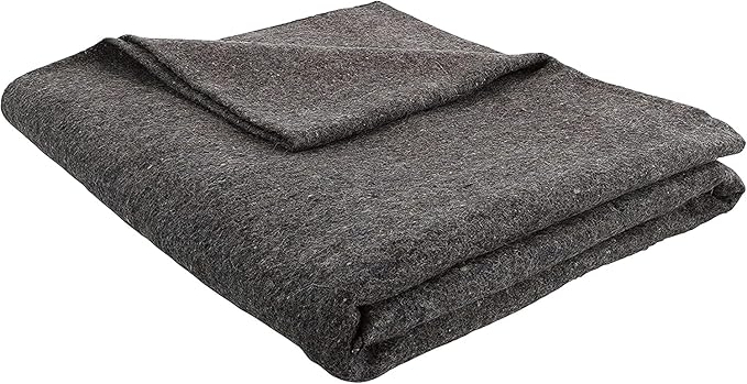 Grey 62x80 Military Wool Blanket for Emergency,Camping & Everyday Use (Grey)