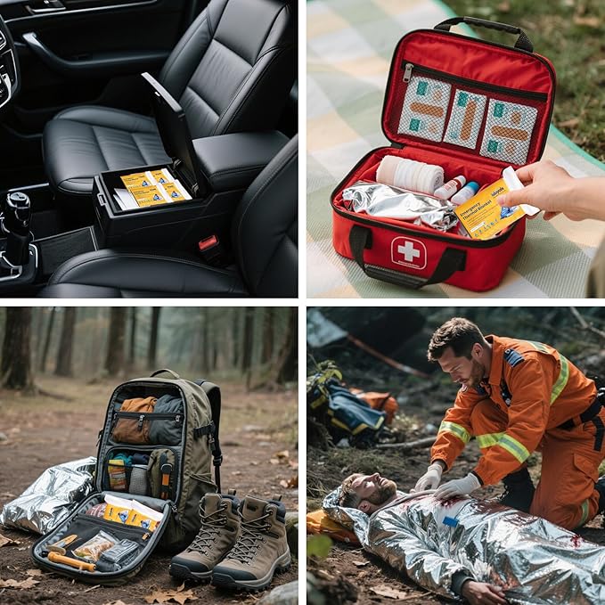 Emergency Blankets, Mylar Blankets, Space Thermal Blanket Survival Gear, Foil Blankets for Warmth, Heat Reflective Blanket for Outdoor Camping, Hiking, First Aid, Marathons, Bug Out Bag, Car Emergency