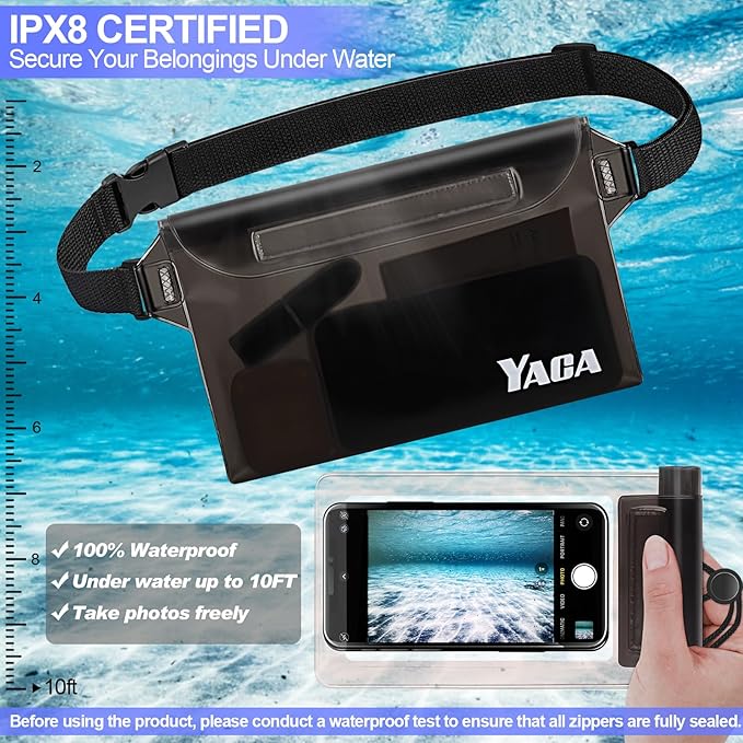 Waterproof Fanny Pack, 2PCS Touchscreen Sensitive Waterproof Phone Pouch, Dry Bag with Adjustable Waist Strap, Water Proof Pouch For Kayaking, Swimming, Boating, Floating, Perfect Beach Essentials