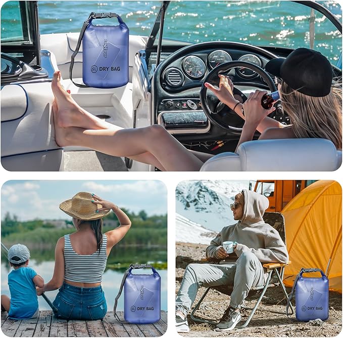 Waterproof Dry Bag - Roll Top Transparent Storage Bag,2L/5L/10L/20L,Suitable for Traveling, Swimming, Kayaking, Camping, Fishing, Rainy Day Trips