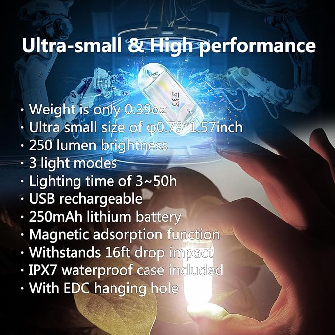 USB Mini LED Lantern, 2 Pack Waterproof EDC Keychain LED Flashlight for Camping, Type-C Rechargeable Battery Small Stick Lamp Puck Dog Collar Torch Light (Red+Red)