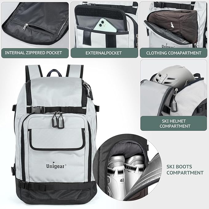 Unigear Ski Boot Bag Backpack for Helmet 50L/70L, Goggles, Gloves, Skis, Snowboard & Accessories
