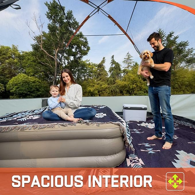 Happy Travel Camping Tent, 6 Person Dome Tents for Camping with Rainfly, Waterproof Clip Easy Setup Portable Family Tent with Mesh Windows, 20% More Headroom Backpacking Tents for Camping & Hiking