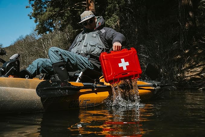 NANUK 920 Waterproof First Aid Box Empty – Durable, Medical First Aid Organizer Case, IP67-Rated, Dustproof, Impact-Resistant, and Floats (7.4" x 4.9" x 3.1") – Red