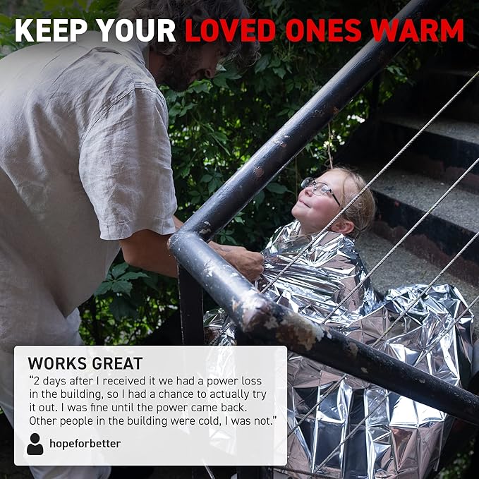 72 HRS MIL-SPEC Emergency Space Blankets Mylar Survival Thermal Blankets for Camping, Hiking, Marathon, First Aid, Extreme Weather, Shelter (12-Pack)