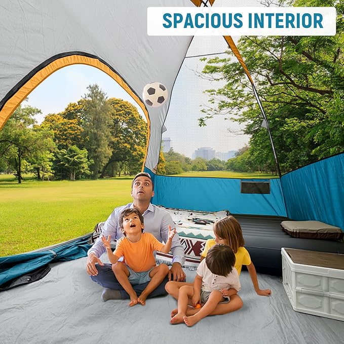 CAMPROS CP Tents for Camping 4/6 Person Tent Waterproof Windproof Double Layer Camping Tent, Easy Setup Dome Tent with Large Mesh Windows & Wider Door for Outdoor Camping & Hiking