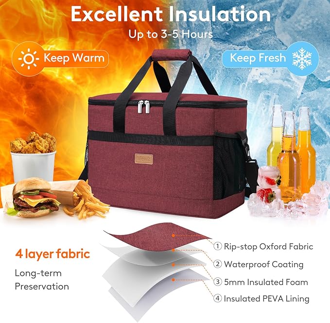 Lifewit Cooler Bag 30/50/60 Cans Collapsible and Insulated Large Lunch Bag Leakproof Soft Cooler Portable Tote for Camping/BBQ/Family Outdoor Activities