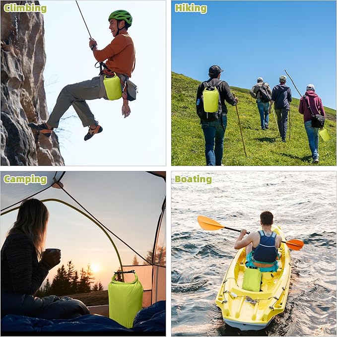 Desoto Waterproof Dry Bag - Roll Top Waterproof Backpack Sack Keeps Gear Dry, PU5000mm, for Kayaking,Boating, Hiking, Camping (Green, 20L)