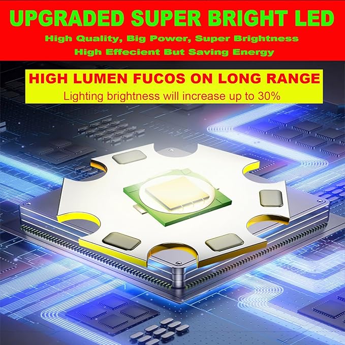 Solar LED Searchlight Spotlights, Rechargeable Super Bright 10000LM Handheld Spotlight Lantern, Multifunctional LED Lamp Camping Work Light, 6 Light Modes, Power Bank, IPX4 Waterproof