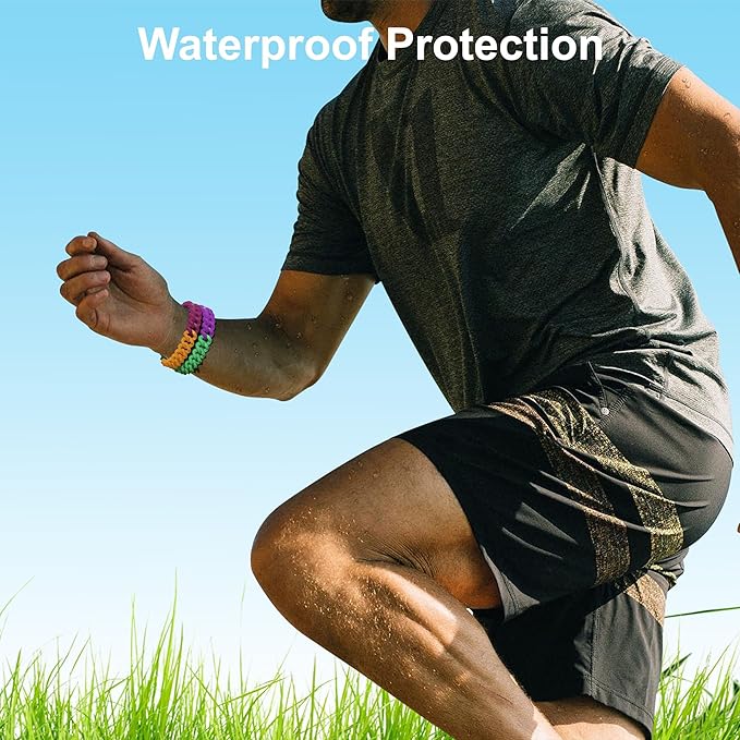 12 Pack Rainbow Mosquito Repellent Bracelets for Adults and Kids, DEET-Free Insect & Bug Repellent Bands, Individually Wrapped Repellent Wristbands for Outdoor Camping Traveling
