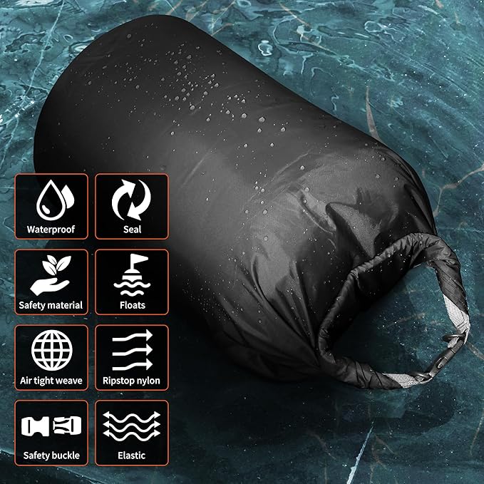 Desoto Waterproof Dry Bag 2 packs, 2L/5L/10L/20L/40L/70L Dry Sack Lightweight Portable, Dry Storage Bag to Keep Gear Dry Clean for Kayaking, Gym, Hiking, Swimming, Camping (Black, 10L)