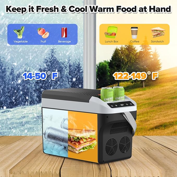 12 Volt Car Refrigerator 23Quart(22L) Electric Cooler/Warmer, Plug In Car Cooler with 110V AC Home Power Cord & 12V Car Adapter, Portable Refrigerator for Camping, Travel, RV(Black)