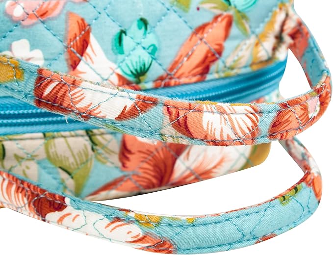 Machine Washable Women Quilted Fabric Insulated Reusable Cooler Lunch Bag Tote Adult Thermal Lunch Box Storage Bag for Work (Floral)