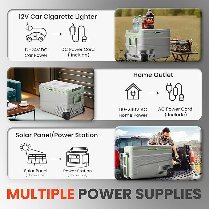 12 Volt Refrigerator Portable Fridge - 48 Quart(45L) Electric Cooler Big Zone with Wheels, 12V Fridge -4℉-68℉ for Camping, Boating, Truck, RV, Outdoor, Home