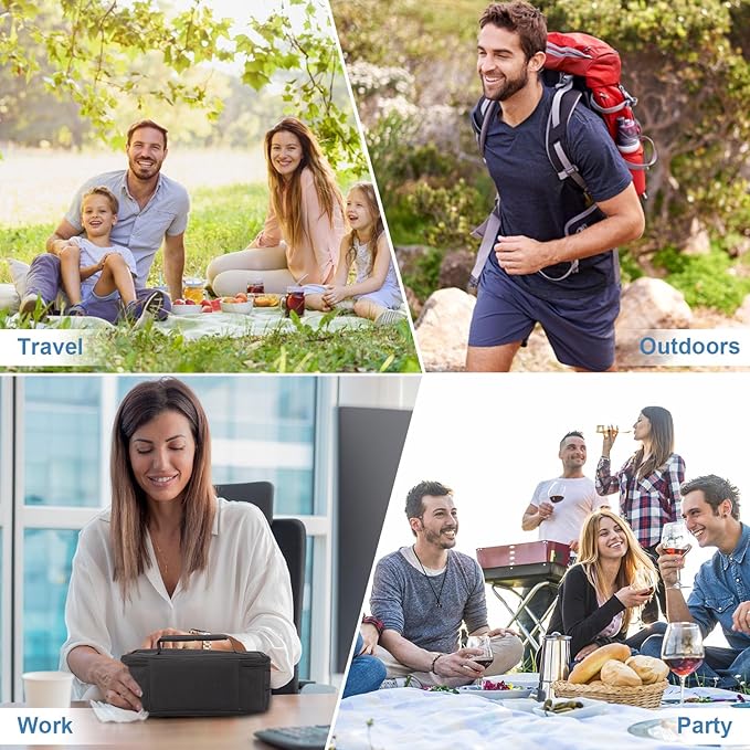 JOYHILL Tactical Lunch Box for Men, Small Reusable Lunch Bag Insulated Mini Cooler Bag with Handle for Office Work Picnic Beach, Black,4L