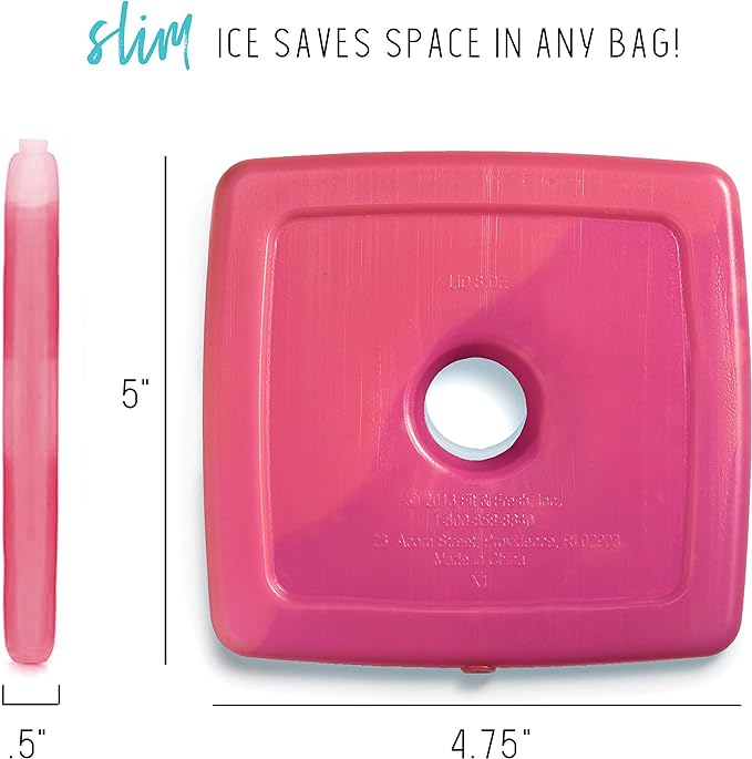 Cool Coolers by Fit & Fresh 4 Pack Slim Ice Packs, Quick Freeze Space Saving Reusable Ice Packs for Lunch Boxes or Coolers, Multi Colored