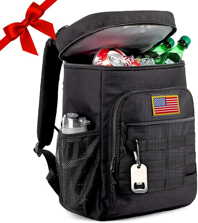 Tactical Backpack Cooler for Men, 25L Large Insulated Backpack Leak-Proof, Heavy Duty Lunch Backpack, Waterproof Ice Chest Bag Women Adults Work Daytrip Camping Beach Hiking