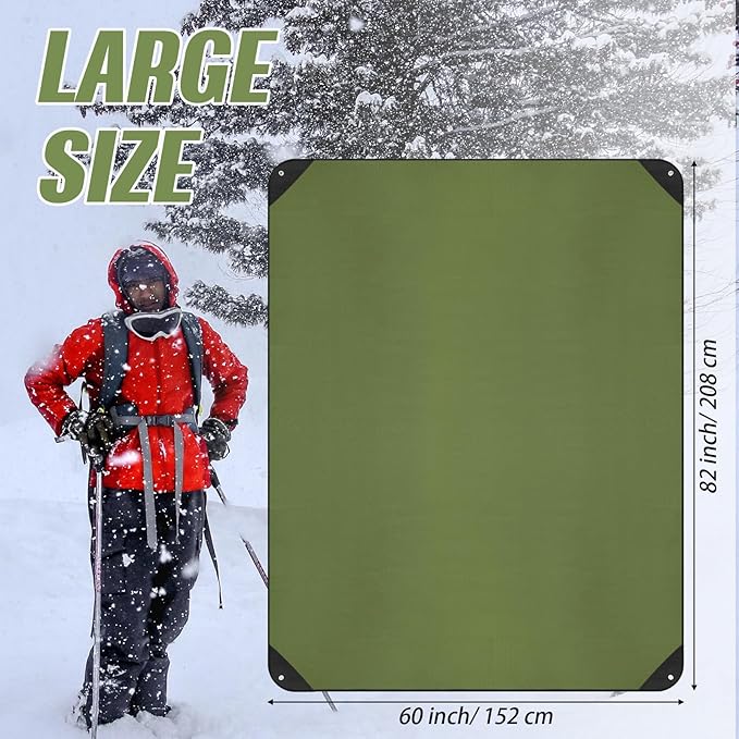Kanayu 4 Pcs Emergency Thermal Survival Blankets 82 x 60 Inch,Heavy Duty Emergency Poncho Tarp Reusable Waterproof Blanket for Car,Camping,Hiking(Olive Green)