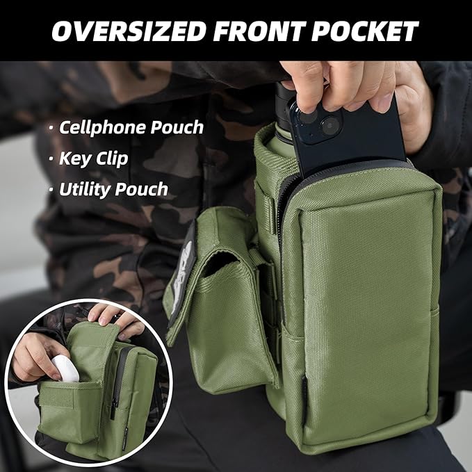 Water Bottle Holder Bag with Molle Strap - Water Bottle Carrier Pouch for Walking, Gym, Camping, Fishing, Hunting 32oz, 64oz, 128oz One Gallon Tactical Carrier Holder