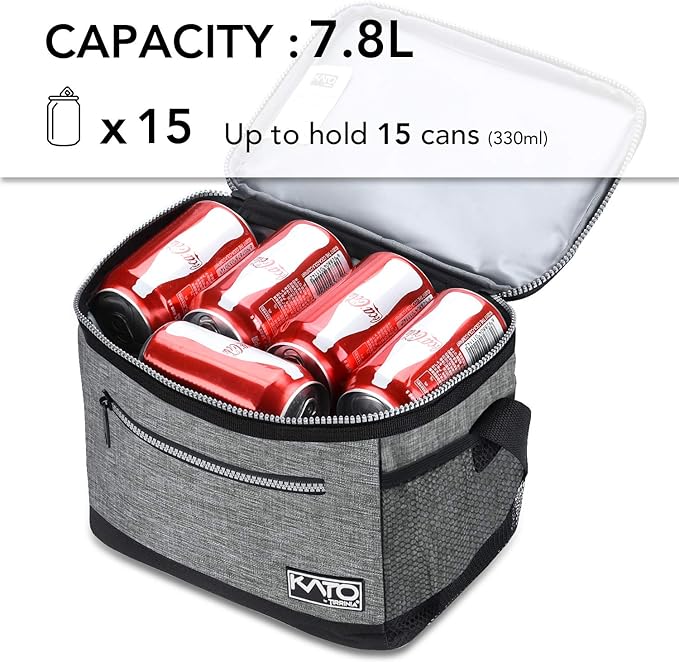 Tirrinia Insulated Lunch Box for Men/Women, Leakproof Thermal Lunch Bag for Office Picnic Work Beach Camping,Reusable Lunch Cooler Tote for Adult, Light Grey