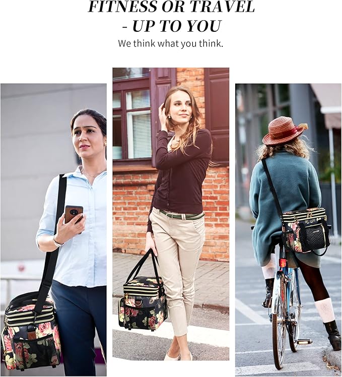 Lunch Box & Lunch Bag for Women, Large Insulated Adult Lunch Box Leakproof Lunchbox Cooler Bag for Work Picnic Beach,16L, Floral