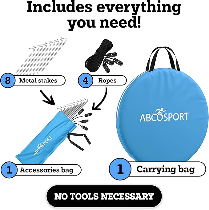Abco Tech Pop Up Tent - Portable Tent for Camping 2 Person Pop Up with Double Doors - Water-Resistant and UV Protection - Foldable Cabana with Zipper and Carrying Bag - Sky Blue, 88.6"x47.2"x37.4"