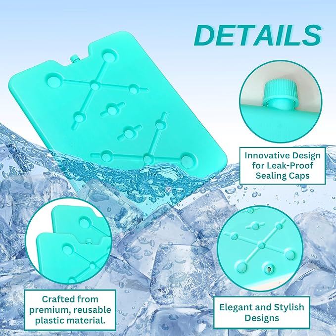 GURIN Reusable Ice Packs for Lunch Box/Coolers, Bag, or Backpack Coolers - Cold Up to 8-12 Hours Long Lasting for Camping Picnic, Outdoor Activities, Food Delivery