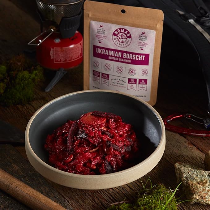 Nomad Nutrition Ukrainian Borscht | Instant Freeze Dried Backpacking & Camping Food | Plant-Based, Non-GMO Hiking Meals with High-Energy, Vegan, Gluten-Free | 56g - 2 Pack