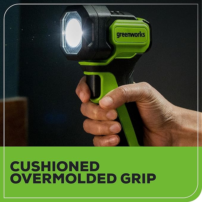 Greenworks 24V Cordless LED Flashlight Kit, 200lm Handheld Light, 2Ah Battery and Charger Included