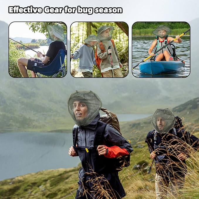 Wholelovein 8 Pack Mosquito Covers Wearable Head Net Face Mesh Protecting Net Mosquito Fly Insects Bugs