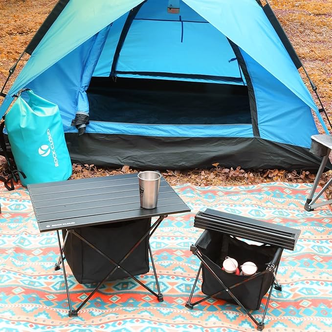 ROCK CLOUD Upgraded Portable Camping Table Ultralight Aluminum Camp Table Folding Beach Table with Storage Bag for Camping Hiking Backpacking Outdoor Picnic