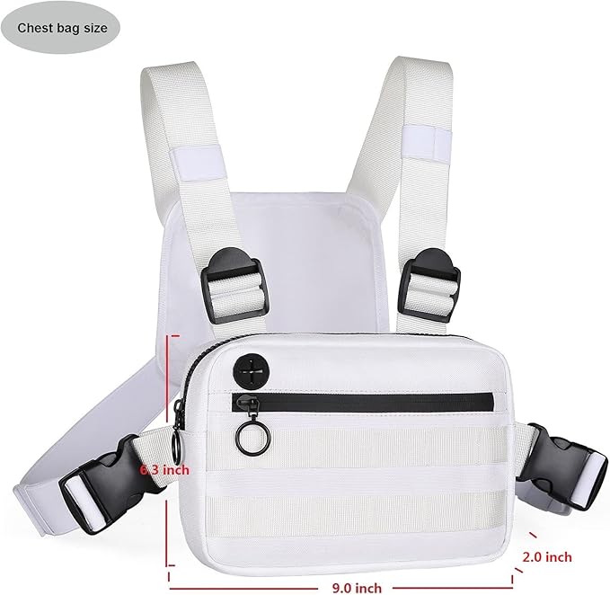 Outdoor Sports Chest Bag, Lightweight EDC Chest Bag For Men & Women, Running Vest Chest Pack With Phone Holder For Workouts, Cycling & Hiking (White)